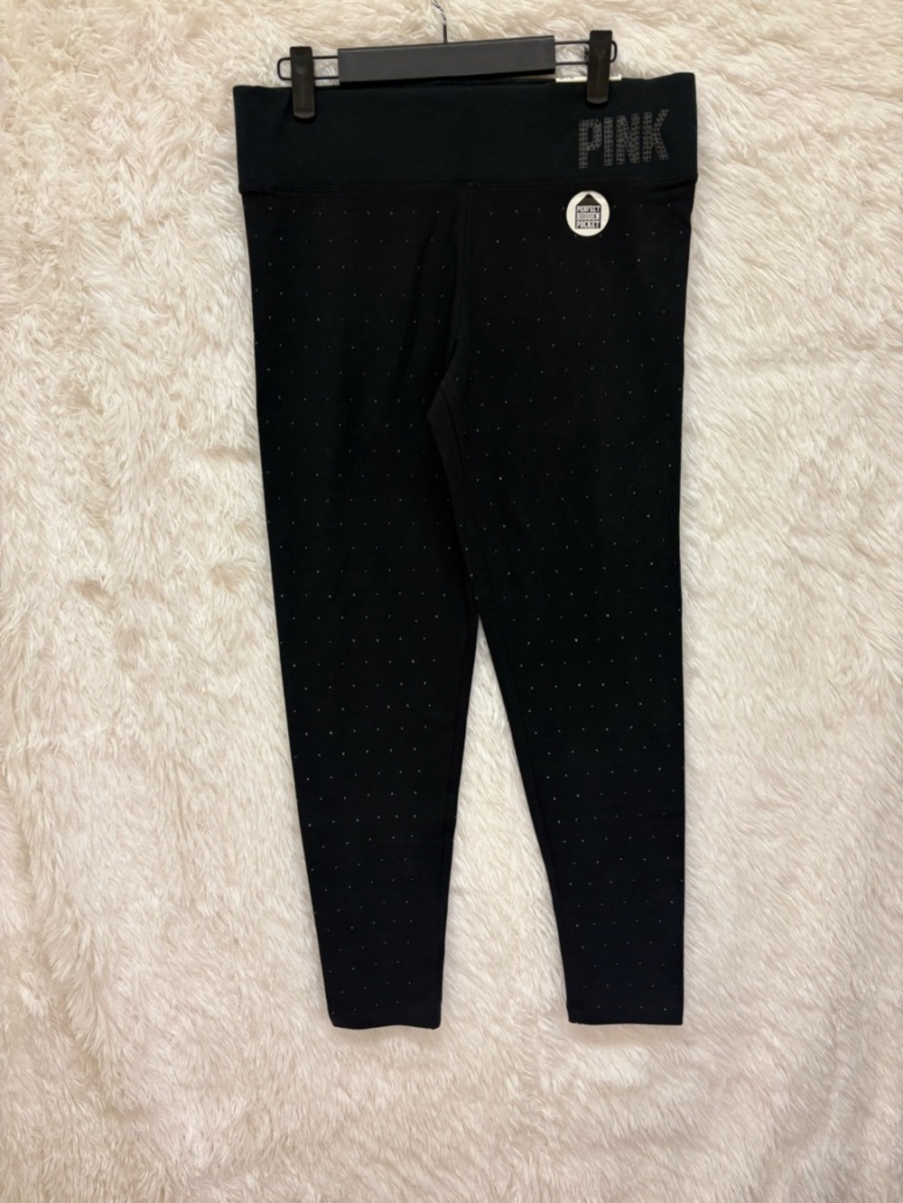 PINK Victoria's Secret Black All Over Rhinestone NWT Leggings | Size Medium π€β¨ - Picture 10 of 17
